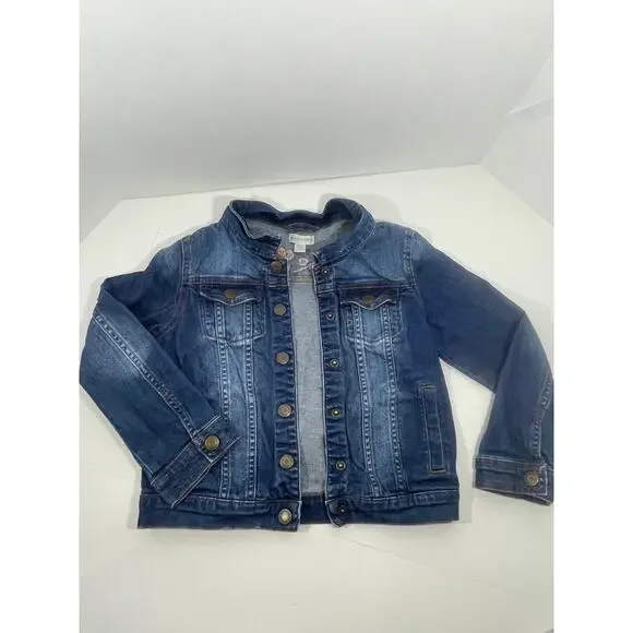 Garnet Hill Kids Jean Jacket with Embroidered Flowers Size Large - Picture 3 of 16